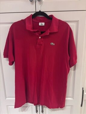 Lacoste Men's Red Pique Polo Shirt size 6 (xl)